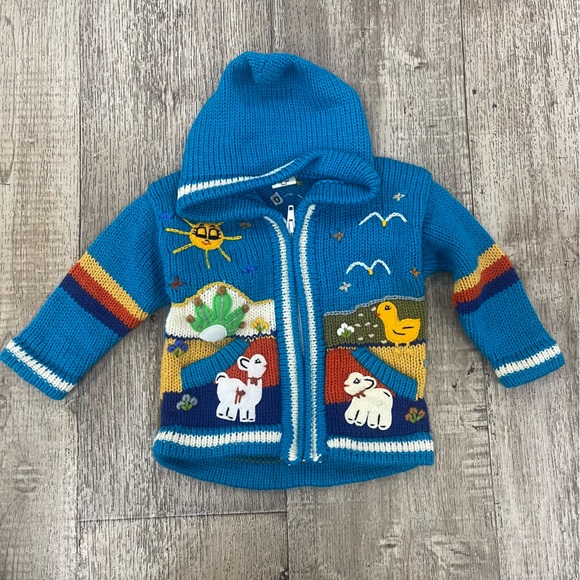 Other - (PK-22) Peruvian Kids Nature Scene Hooded Zip Sweater